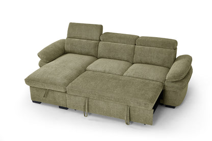 Hudson Sofabed Green Fabric Universal Storage Corner Sofa
