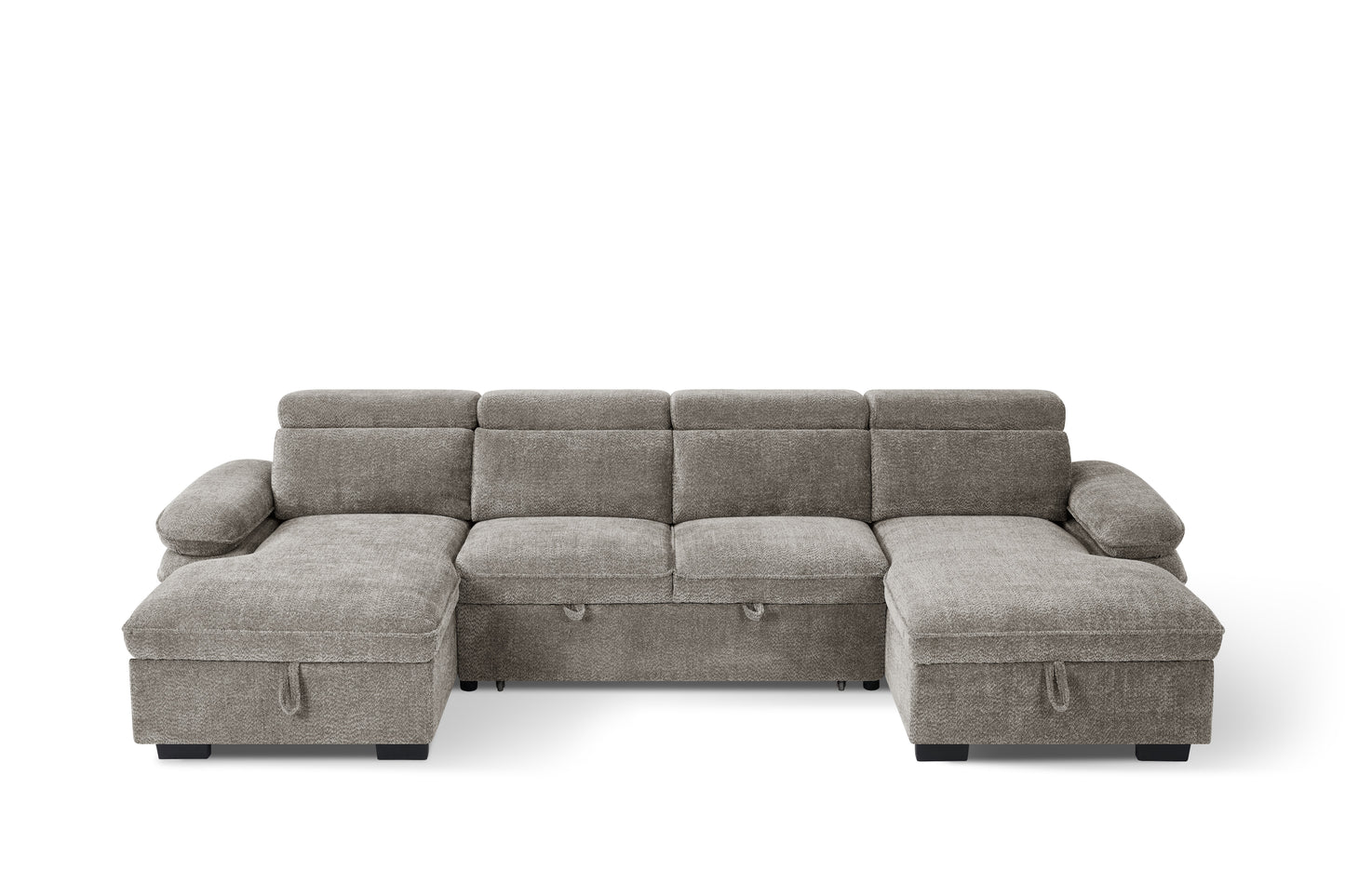 Hudson Sofabed Grey Fabric U Shape Storage Corner Sofa