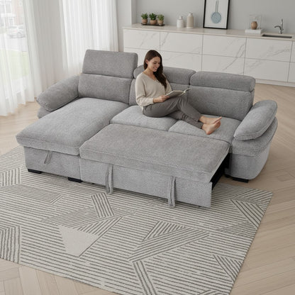 Hudson Sofabed Grey Fabric Universal Storage Corner Sofa
