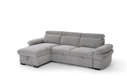 Hudson Sofabed Grey Fabric Universal Storage Corner Sofa