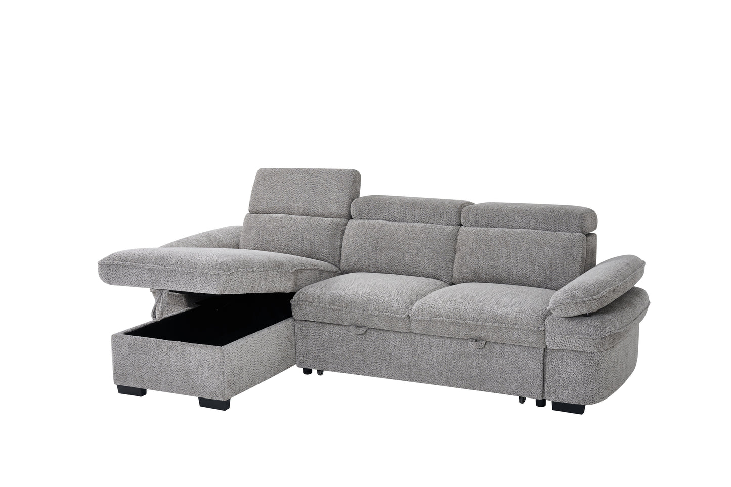 Hudson Sofabed Grey Fabric Universal Storage Corner Sofa