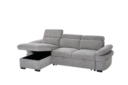 Hudson Sofabed Grey Fabric Universal Storage Corner Sofa