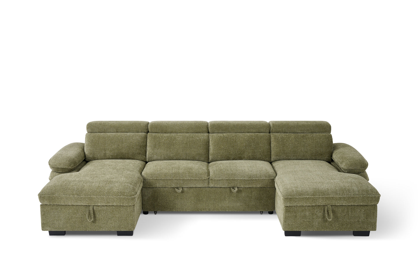 Hudson Sofabed Green Fabric U Shape Storage Corner Sofa