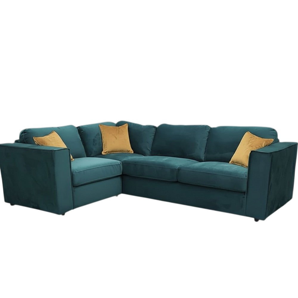 Hudson 4 Piece Corner Sofa With Fixed Full Back In Pebble Grey Velvet Fabric