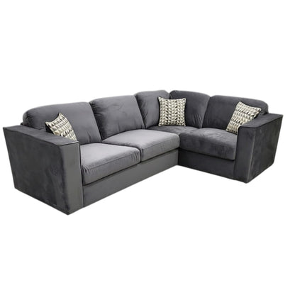 Hudson 4 Piece Corner Sofa With Fixed Full Back In Pebble Grey Velvet Fabric