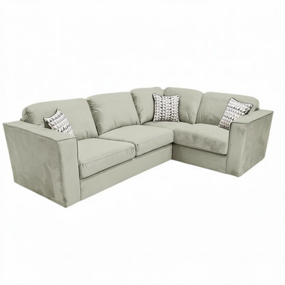 Hudson 4 Piece Corner Sofa With Fixed Full Back In Pebble Grey Velvet Fabric