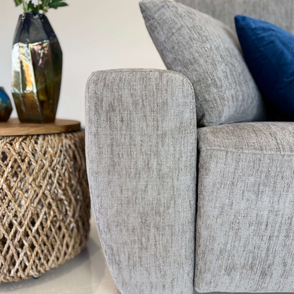 Denver Grey Fabric Electric Recliner Rounded Chaise Left Hand Sofa