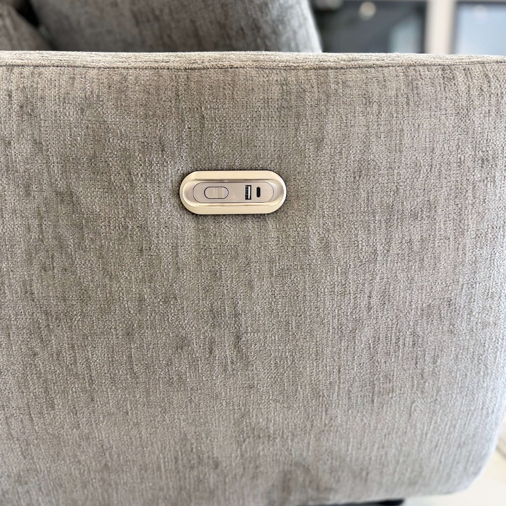 Denver Grey Fabric Electric Recliner Rounded Chaise Left Hand Sofa