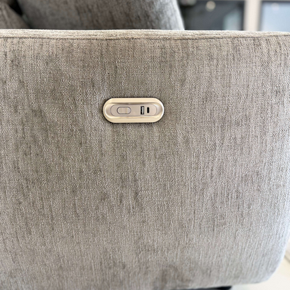 Denver Grey Fabric Electric Recliner Rounded Chaise Left Hand Sofa