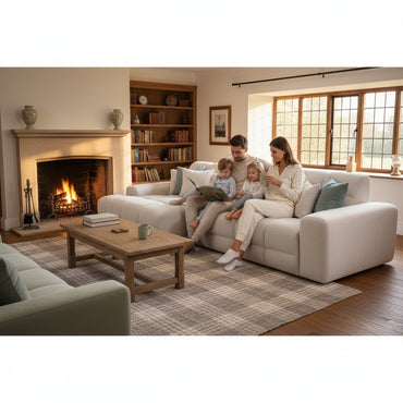 Jacob Beige Cream Fabric Left Hand L-Shape Corner Sofa