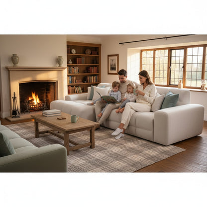 Jacob Beige Cream Fabric Left Hand L-Shape Corner Sofa