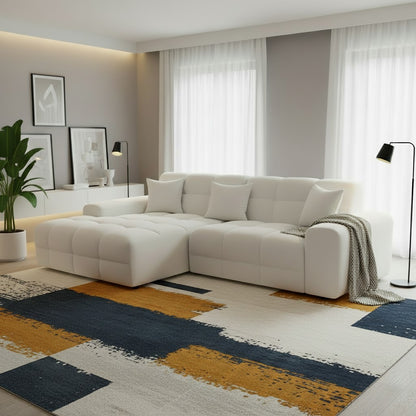 Jacob Beige Cream Fabric Left Hand L-Shape Corner Sofa