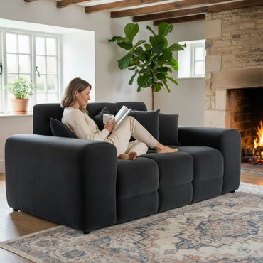 Jacob Black Fabric 2 Seater Sofa