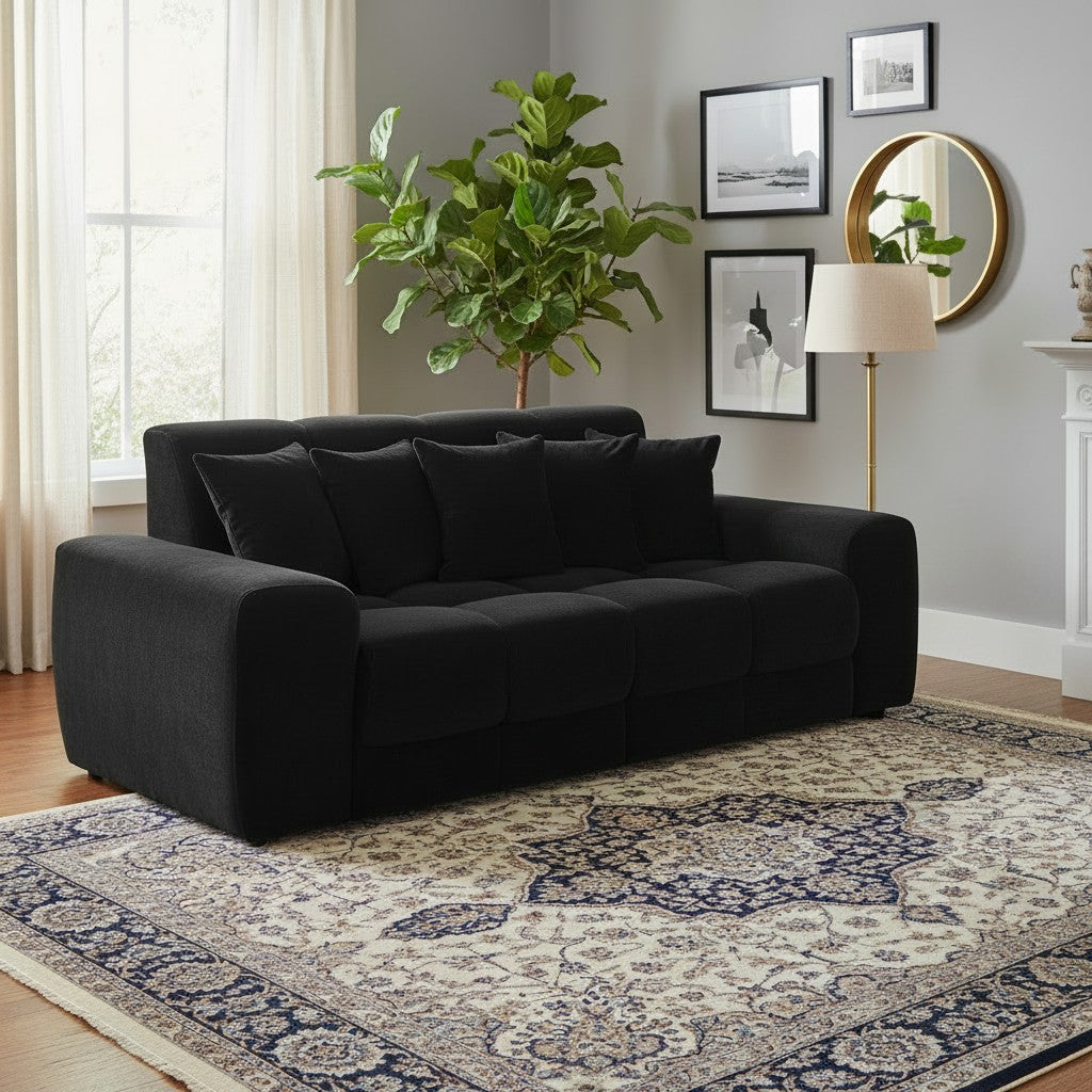 Jacob Black Fabric 3 Seater Sofa