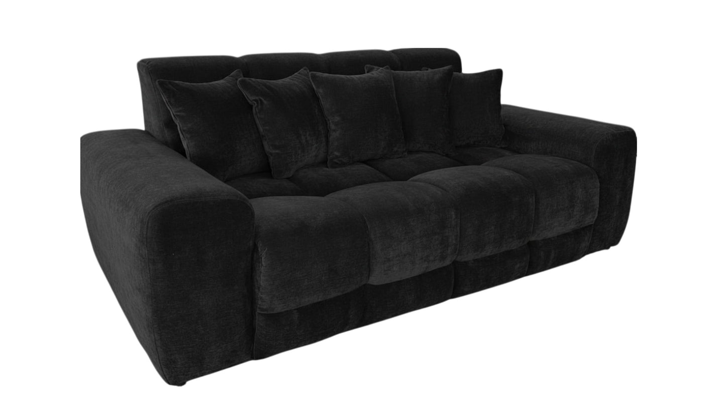Jacob Black Fabric 3 Seater Sofa