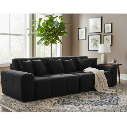 Jacob Black Fabric 4 Seater Sofa