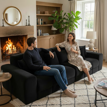 Jacob Black Fabric 4 Seater Sofa