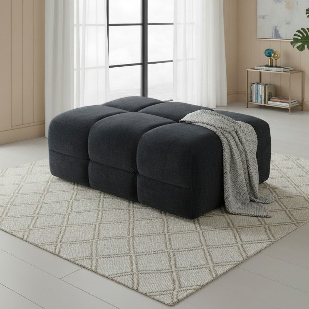 Jacob Black Fabric Footstool