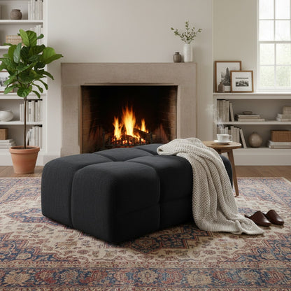Jacob Black Fabric Footstool