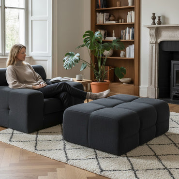 Jacob Black Fabric Footstool