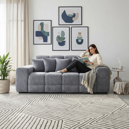 Jacob Grey Fabric 3 Seater Sofa