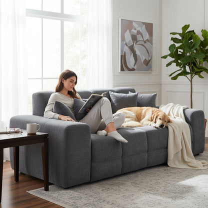 Jacob Grey Fabric 3 Seater Sofa