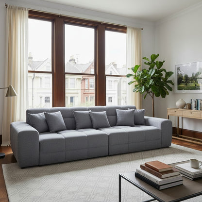 Jacob Grey Fabric 4 Seater Sofa