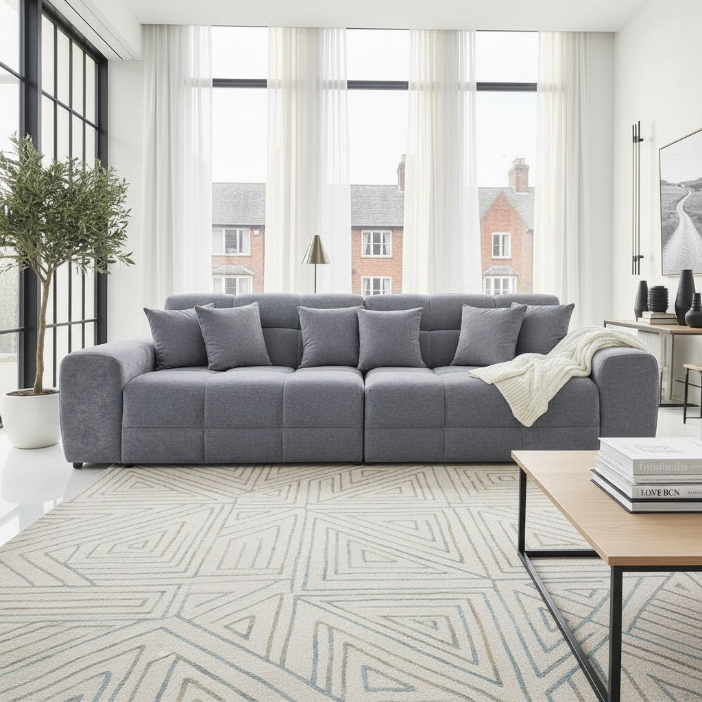 Jacob Grey Fabric 4 Seater Sofa
