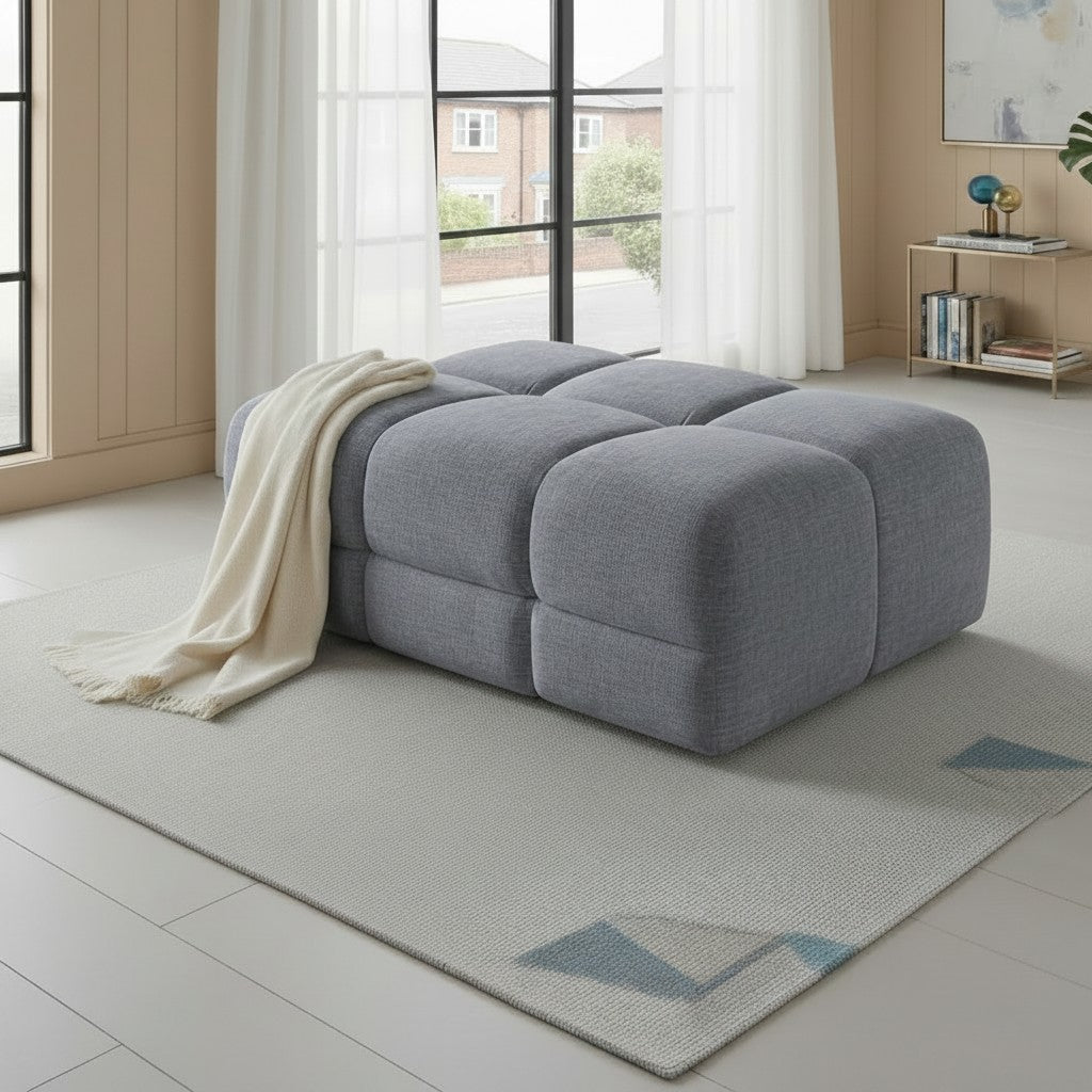 Jacob Grey Fabric Footstool