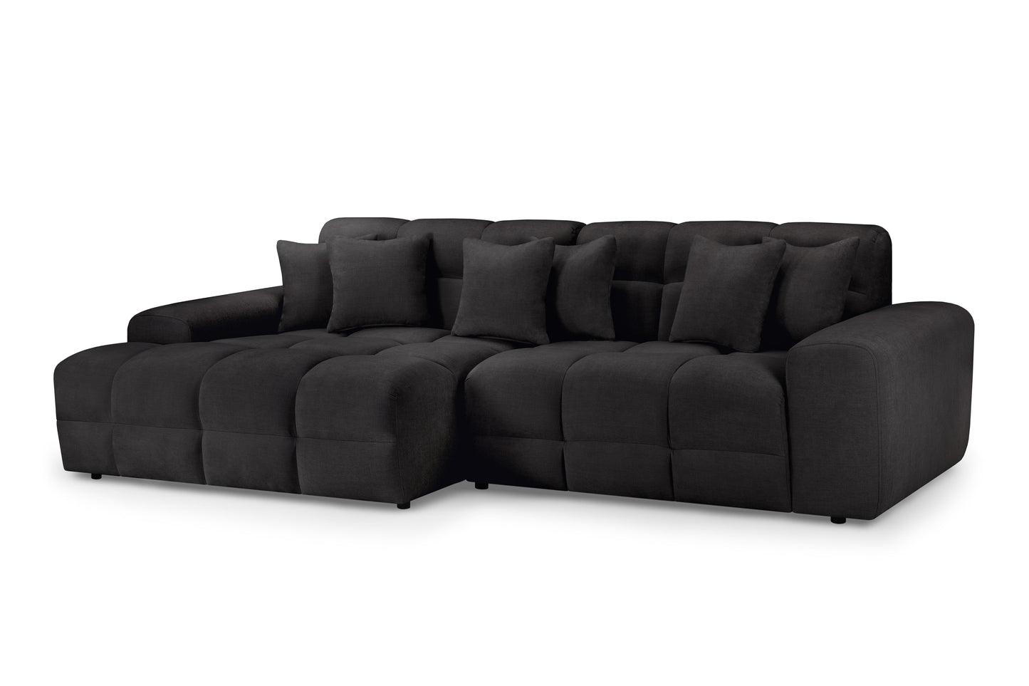 Jacob Black Fabric Left Hand L-Shape Corner sofa