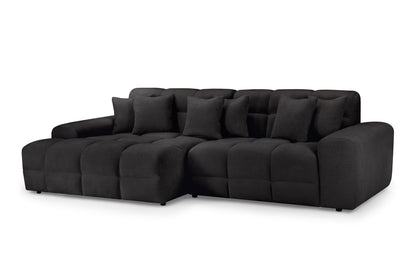 Jacob Black Fabric Left Hand L-Shape Corner sofa
