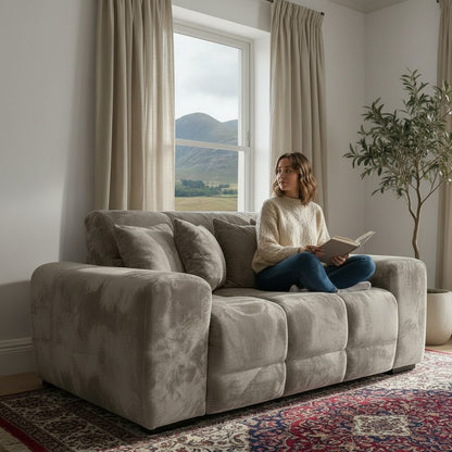 Jacob Mocha Brown Fabric 2 Seater Sofa