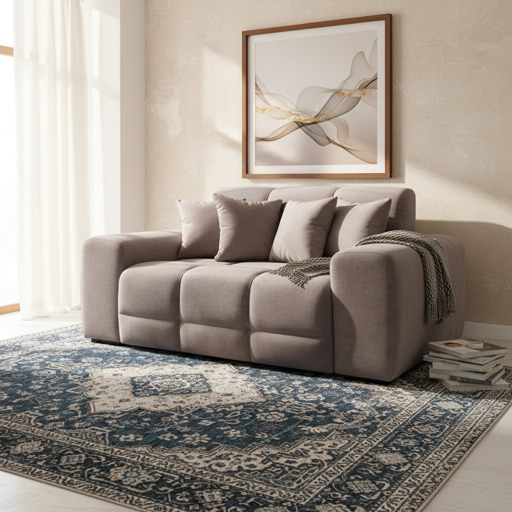 Jacob Mocha Brown Fabric 2 Seater Sofa