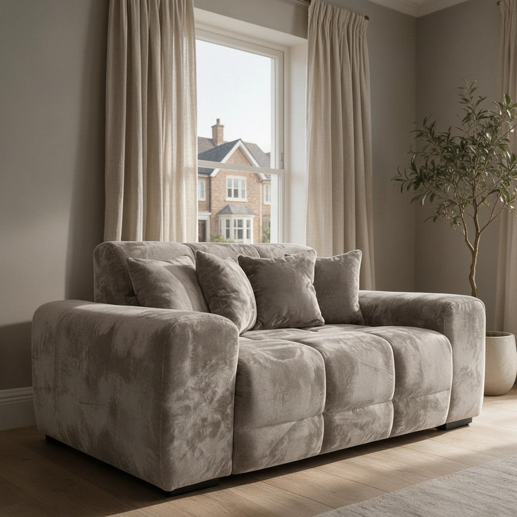 Jacob Mocha Brown Fabric 2 Seater Sofa