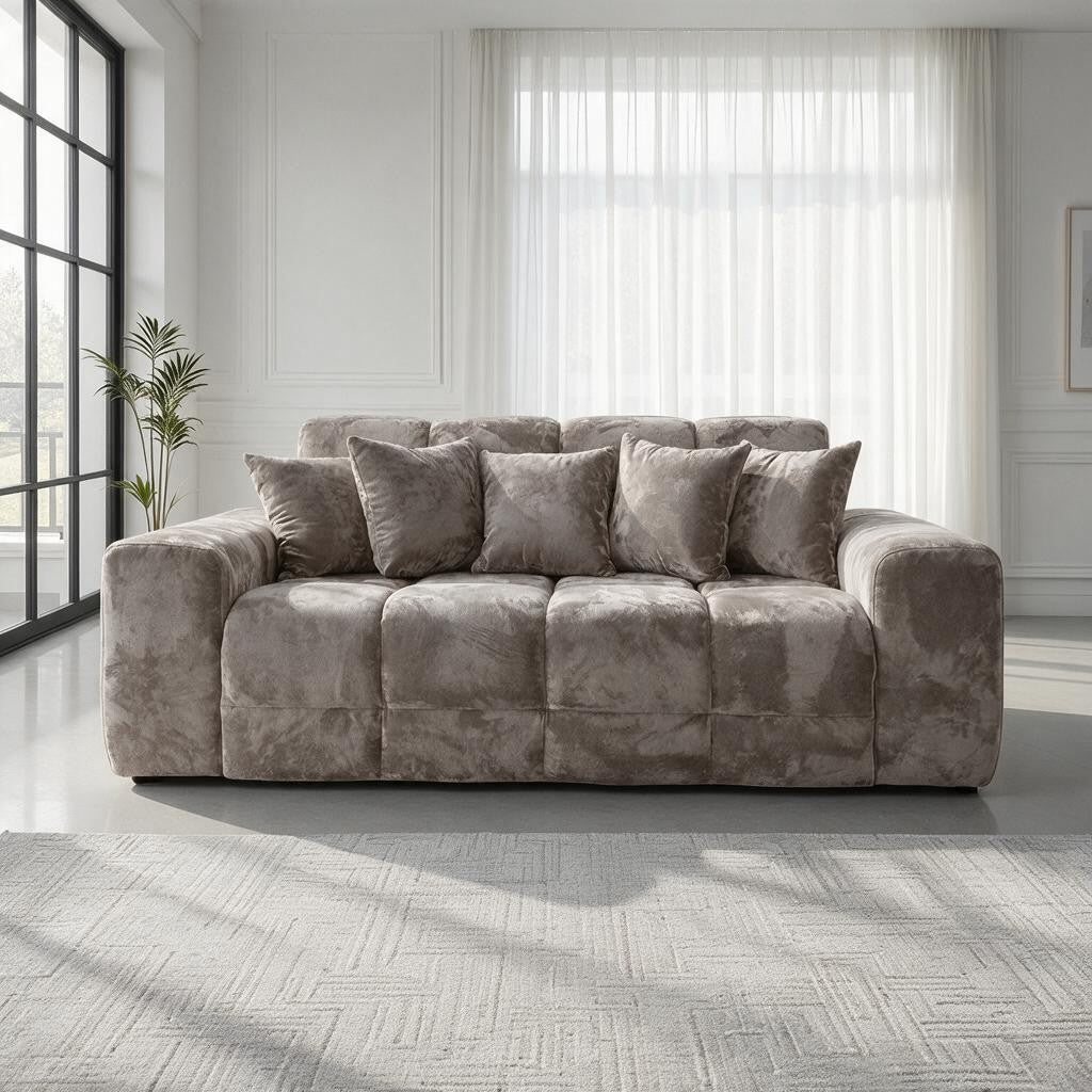 Jacob Mocha Brown Fabric 3 Seater Sofa