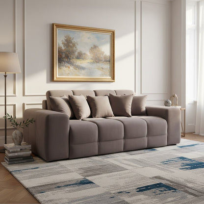 Jacob Mocha Brown Fabric 3 Seater Sofa