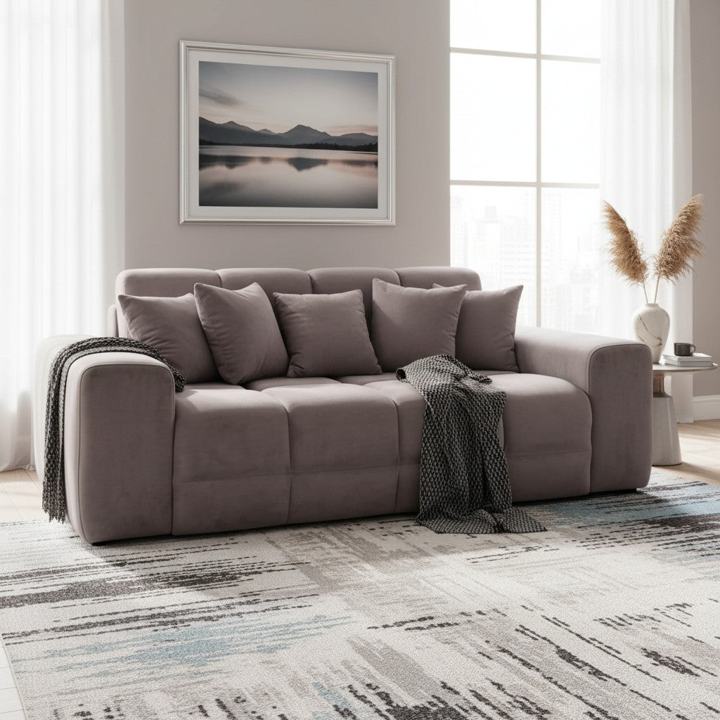 Jacob Mocha Brown Fabric 3 Seater Sofa