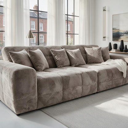 Jacob Mocha Brown Fabric 4 Seater Sofa