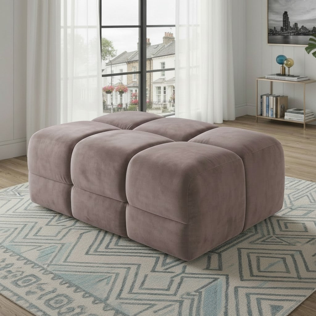 Jacob Mocha Brown Fabric Footstool