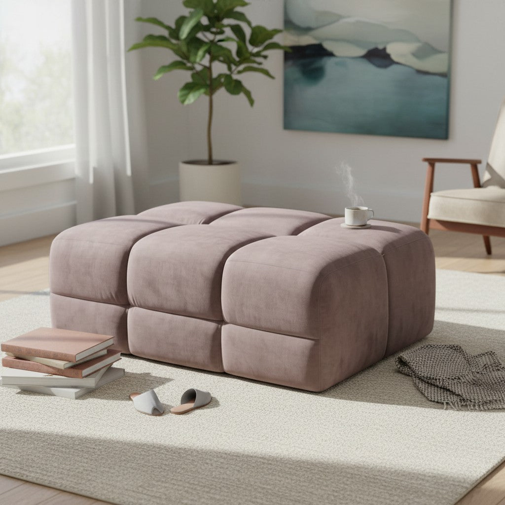 Jacob Mocha Brown Fabric Footstool