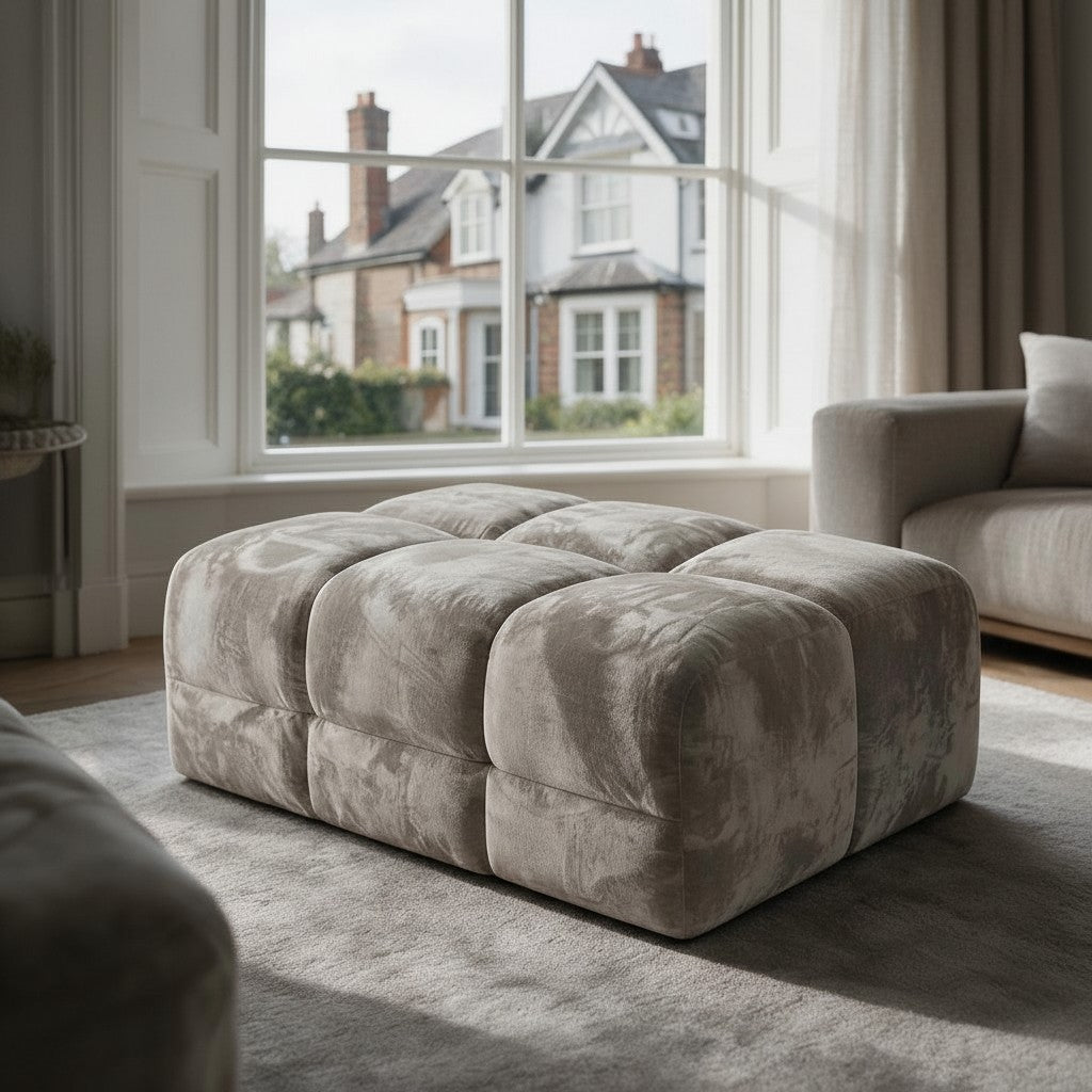 Jacob Mocha Brown Fabric Footstool