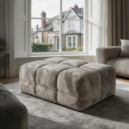 Jacob Mocha Brown Fabric Footstool
