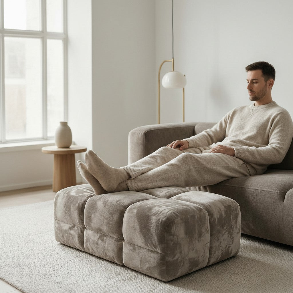 Jacob Mocha Brown Fabric Footstool