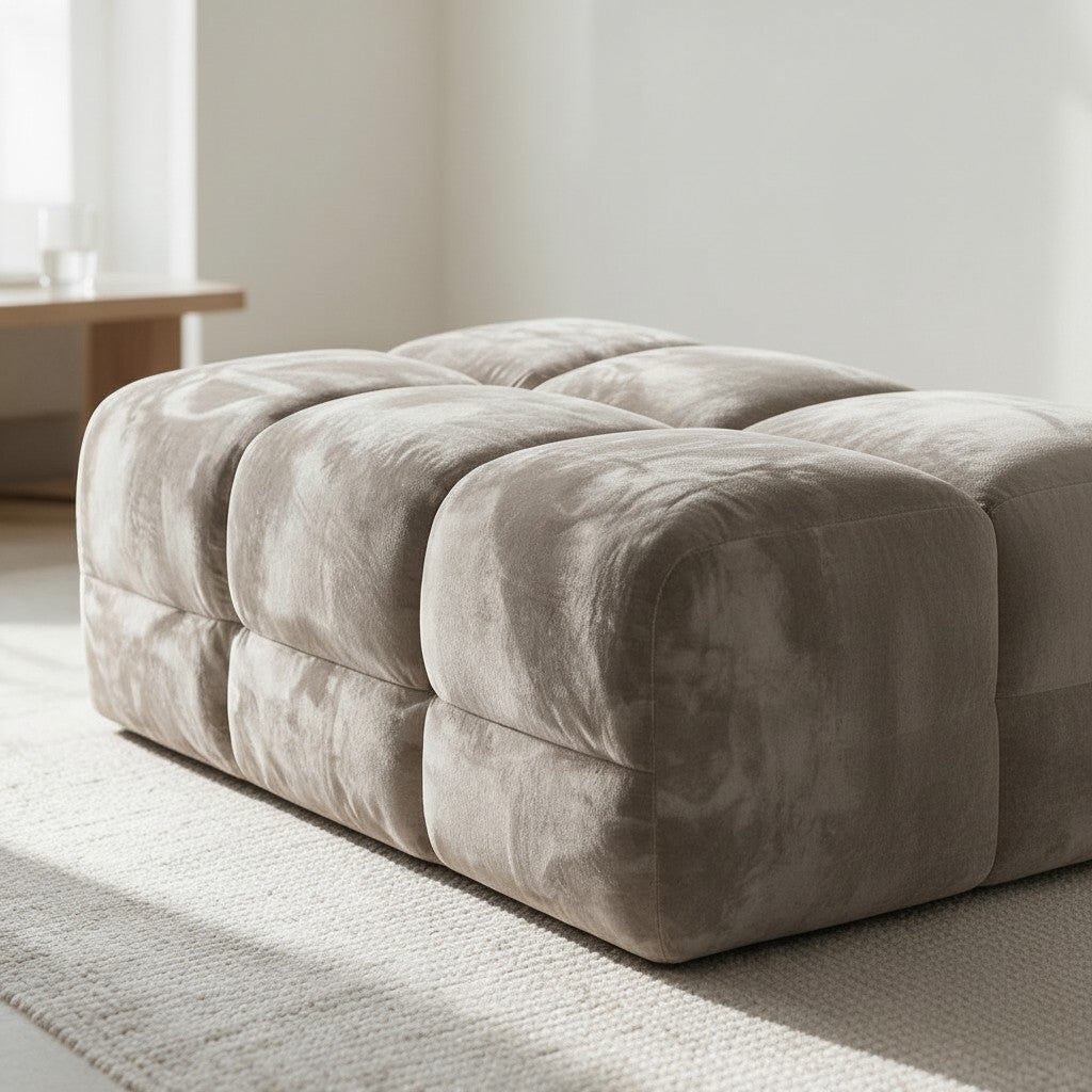 Jacob Mocha Brown Fabric Footstool