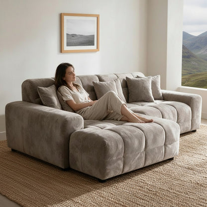 Jacob Mocha Brown Fabric Left Hand Facing Corner Sofa