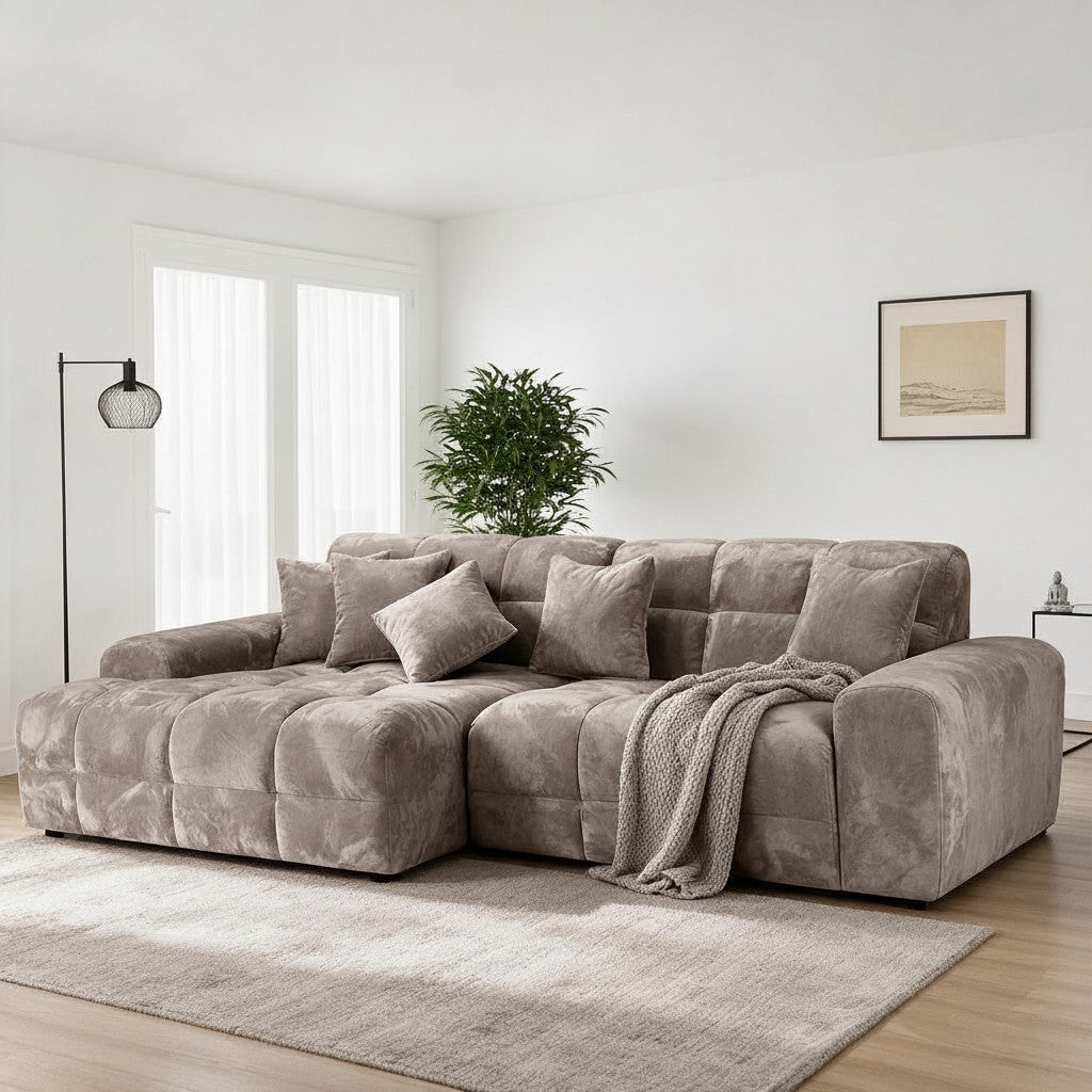 Jacob Mocha Brown Fabric Left Hand Facing Corner Sofa
