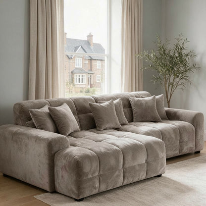 Jacob Mocha Brown Fabric Left Hand Facing Corner Sofa
