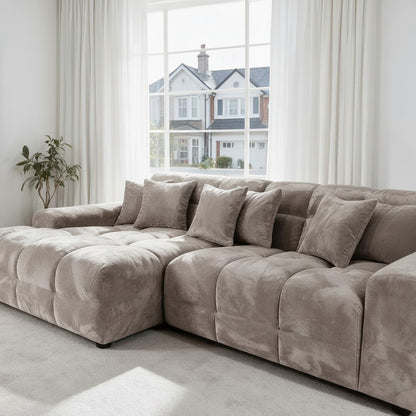 Jacob Mocha Brown Fabric Left Hand Facing Corner Sofa