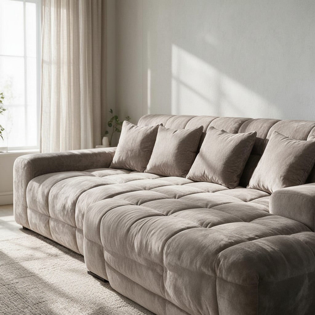Jacob Mocha Brown Fabric Right Hand Facing Corner Sofa