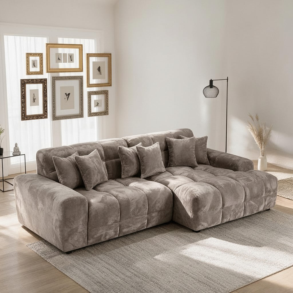 Jacob Mocha Brown Fabric Right Hand Facing Corner Sofa